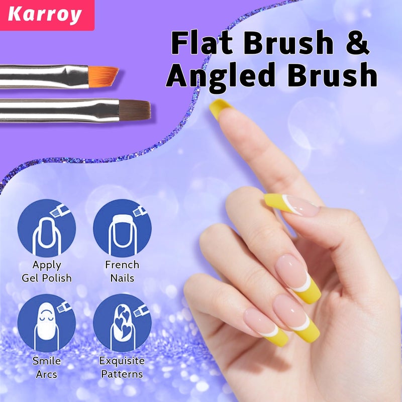 Karroy Nail Art Brushes Kit, Nail Brush Sets with Gel Nail Brush, Nail Extension Gel Brush, Nail Liner Brush, Dotting Tools, DIY Manicure Tools Gift for Women (6PCS Brushes) - Image 2